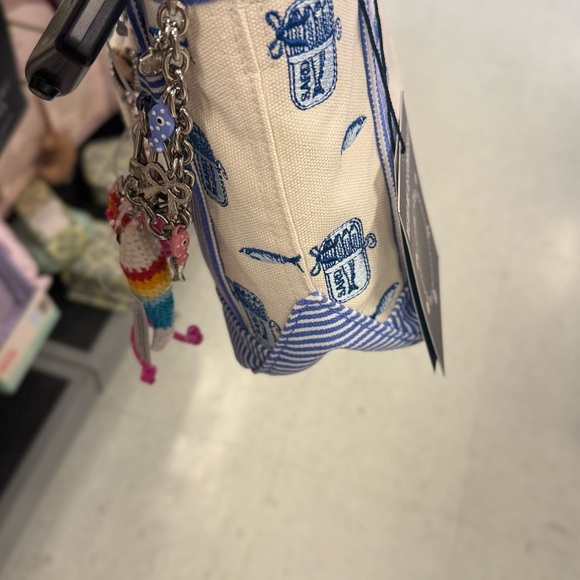 MICHAEL KORS Blue & Cream Nautical Canvas Tote with Embroidery - Picture 2 of 6